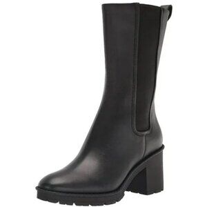 Vince Henderson Mid Chelsea Leather Boots Block Platform Black Size 9